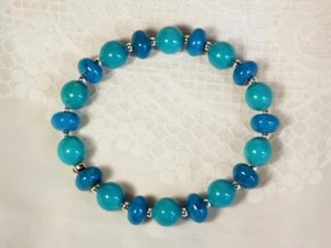 PULSERA ELÁSTICA CYNTHIA LYNN "SAN JOSE" AZUL VERDE TURQUESA PLATA - Imagen 1 de 1