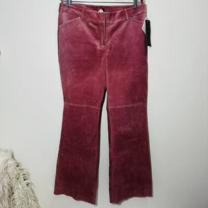 vintage suede leather pink pants flared 90s Y2K 34” Waist Large 10/12 ? - Picture 1 of 14