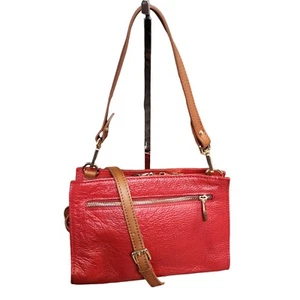 NEW Valentina Red Leather Crossbody Shoulder Bag Made In ITALY Convertible Strap - Picture 1 of 8