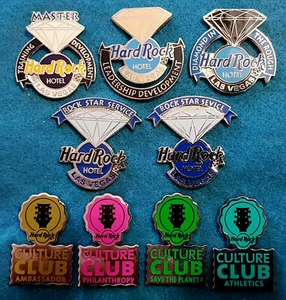 STAFF MANAGERS AWARD DIAMOND SERVICE CULTURE CLUB Hard Rock Cafe PIN 9 LOT SETS - Imagen 1 de 3