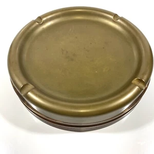 Vintage Mid Century Wood & Brass Ashtray Poker Table Cigar Ashtray 10” - Picture 1 of 7