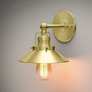Gatco 1713 Modern Farmhouse Retro Single Metal Sconce, Brushed Brass - Picture 1 of 4