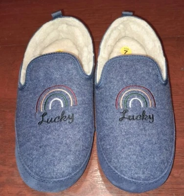 Zapatillas planas Lucky Brand Kozey mocasín talla 7,5 cuero imitación piel azul arco iris Foto 1 de 4