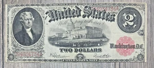 1917 $2 United States Treasury Note, Red Seal Fr# 60, Fine/Very Fine Note - Picture 1 of 5