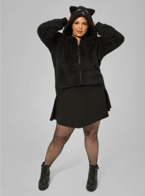 Sudadera con Capucha Torrid Zip Up Fuzzy Cat Negra Nueva con Etiquetas Nueva 2X Foto 1 de 4