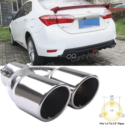 For Toyota Corolla 2.5 Inlet Rear Car Dual Exhaust Muffler Tip Tail Pipe Steel Foto 1 de 4