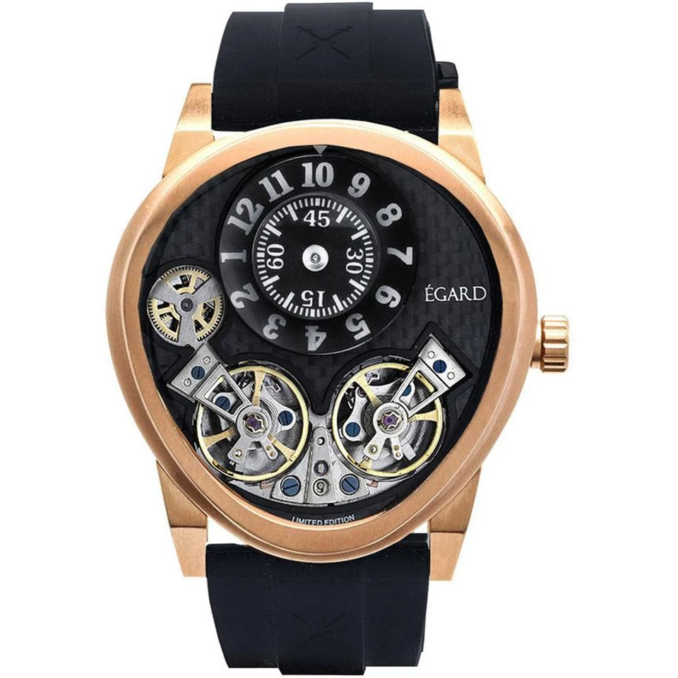 Reloj para hombre Egard Quantus V3 cuarzo esfera marrón correa de goma negra WCH-5072-M-ROS Foto 1 de 1