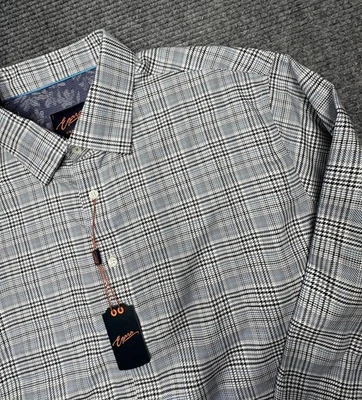 Egara Shirt Mens 2XL Gray Blue Plaid Stretch Non Iron Long Sleeve Button Down - Image 1 of 4