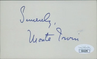 Monte Irvin New York Giants Signed 3x5 Index Card JSA Authenticated - Image 1 of 2