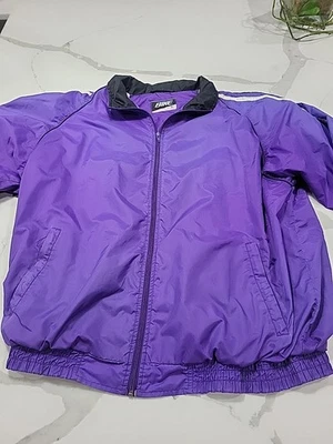 Chaqueta cortavientos unisex vintage con cremallera púrpura para bicicleta talla adulto grande Foto 1 de 4