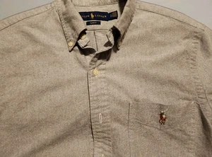 Ralph Lauren Chambray Oxford Men's Flesh Pony S/S Blue Shirt Size S Slim Fit - Imagen 1 de 7
