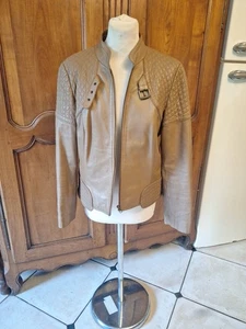 M&S Women's Leather Bomber Jacket Size 14 - Picture 1 of 6