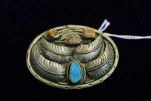 Vintage handgefertigte Türkis Tigerauge Western Gürtelschnalle Sterlingsilber - Bild 1 von 3