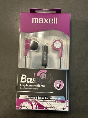 Maxell B-13 Auriculares Bajos Pesados con Micrófono PÚRPURA 199730 CAJA ABIERTA ¡PERO NUEVOS!! Foto 1 de 2