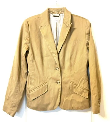 Blazer ajustado para mujer Isaac Mizrahi mediano caqui tostado algodón Foto 1 de 4