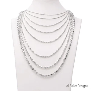 Italy 925 SOLID Sterling Silver Diamond-Cut ROPE Chain Necklace or Bracelet  - Picture 1 of 26