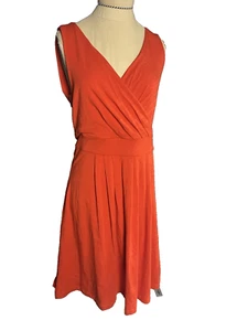 Lands' End Faux Wrap Tomato Red Dress Work Party Travel Cotton Blend Size 6/8 Sm - Picture 1 of 5