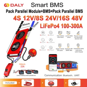 Daly BMS 4S 12V/8S 24V/12S 48V 100-500A LiFePo4 Akku Pack 15A Parallel +BT Posten - Bild 1 von 49