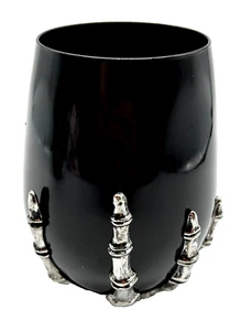 Halloween Gothic Skeleton Hand Black Stemless Wine Glass Goblet NWT - Picture 1 of 6