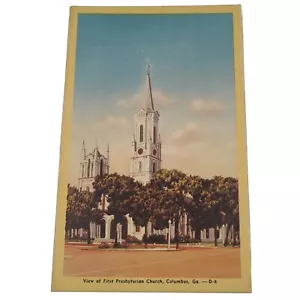 GEORGIA Postcard Front Street View First Presbyterian Church Columbus Vintage - Picture 1 of 10