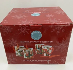 Martha Stewart Collection Vintage Urlaub Tassen mit Löffeln 4er Set - Bild 1 von 12
