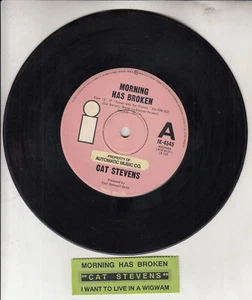 CAT STEVENS Morning has broken 7" 45 rpm vinyl record + juke box tile strip - Picture 1 of 2
