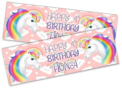 x2 Cartel Personalizado Cumpleaños Banner Unicornio Niño Adulto Fiesta Decoración 171 Foto 1 de 4