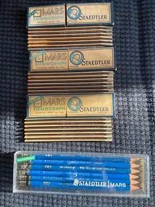 Lot Of Mars Lumograph Staedtler Drawing Leads #1904 & 12 Drafting Pencils New - Picture 1 of 3