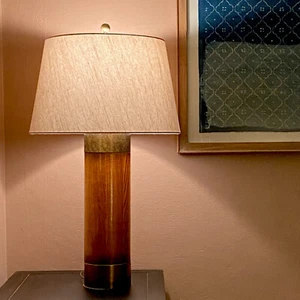 Brutalistische Westwood Tischlampe Mid Century Holz Messing massiv Eiche Vintage RAR - Bild 1 von 12
