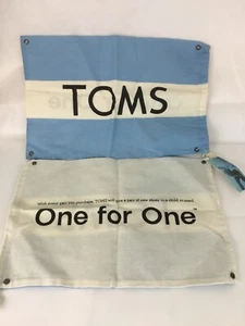 Tom’s Shoe Bags Set Of 2 Dust Covering Storage Blue White Brand Name Drawstring  - Picture 1 of 7