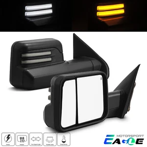 For 2014-2018 Chevy Silverado Power Heated+Temp Sensor Black Towing Mirrors Pair - Picture 1 of 10