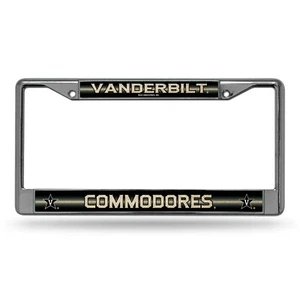 Vanderbilt Commodores Bling Chrome License Plate Frame. Gold on Black   #30 - Picture 1 of 1