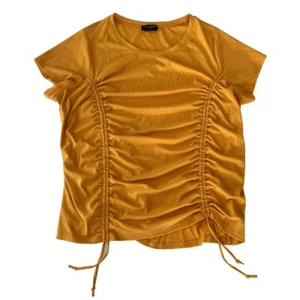 Womens Lane Bryant Size 18/20 Gold Ribbed Top Drawstring Ruched - Picture 1 of 4
