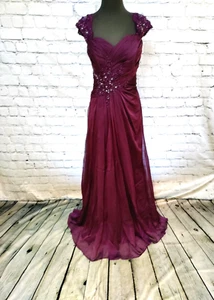 663 VAL STEFANI MB87163 EGGPLANT SZ 10 FORMAL PARTY GOWN DRESS - Picture 1 of 10