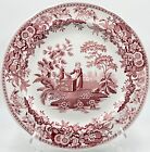 SPODE ARCHIVE CRANBERRY & WHITE DINNER PLATE, GIRL AT WELL, EXCELLENT CONDITION