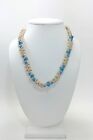 Hemp Necklace With Blue Spikes Surfer Style Adjustable 14" 16" Or 18 Inches