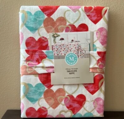 Martha Stewart Valentines Tablecloth  60”x84” Oblong Colorful Hearts New - image 1 of 2