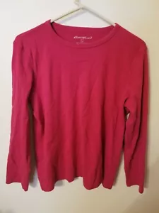 eddie bauer womens size L t shirt red pink long sleeve 23 L 25 across - Picture 1 of 12