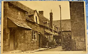 Broadway Old Cottages In High Street Unposted Black & White Lithograph #71019 - Picture 1 of 3