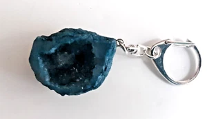 Enhanced Green Geode Half Purse Charm Key Ring New - Picture 1 of 2