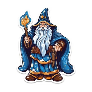 Cartoon Blue Robed Wizard Vinyl Sticker - Picture 1 of 3