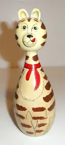 Bambole per nido gatto vintage in legno 4 gatti e topo dipinte a mano 7,25"" alte 5 pezzi - Foto 1 di 3
