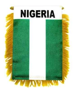 1 doz Nigeria Mini Banners Gold Fringe Car Mirror Hanging Flags with Suction Cup - Picture 1 of 3
