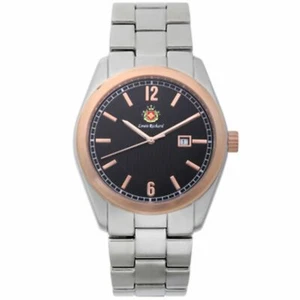 NEW Louis Richard 15113 Mens Belvoir Collection Black Textured Dial Silver Watch - Picture 1 of 3