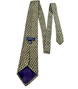 Cravatta da uomo in seta Chaps Ralph Lauren verde oliva motivo stella - Foto 1 di 3