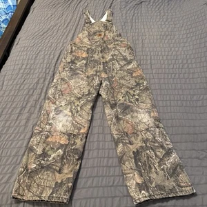 Carhartt Bibs Youth Size 14 Real Tree Camo Overalls Canvas Insulated Double Knee - Picture 1 of 11