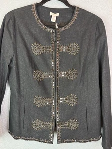 Veste Chicos femme 2 métallisée ouverte devant ornée de perles paillettes boho neuve avec étiquette - Photo 1/16