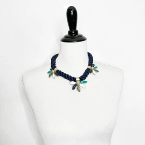 J. COLLANA CREW ROPE dichiarazione strass floreale blu massimalista grossa - Foto 1 di 2