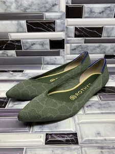 Size 6.5W Rothy's The Point Calypso Green Flats Slip On Women’s EUC - Picture 1 of 6