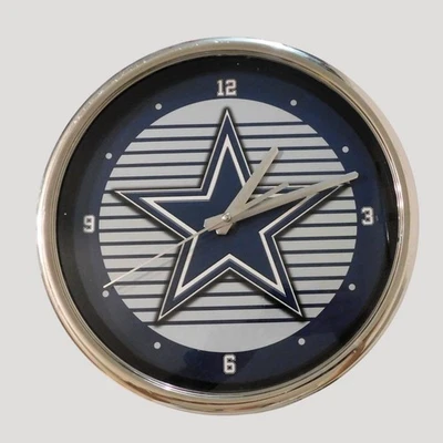 Relógio de parede Dallas Cowboys logotipo estrela esportiva 11,5" diâmetro suporte ou pendurar - Imagem 1 de 4